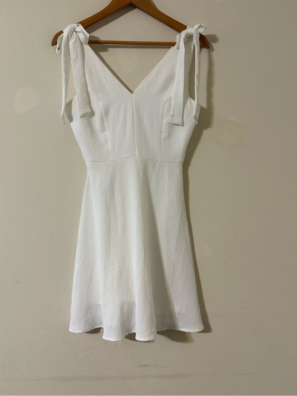 Altar'd State White Tie-Shoulder V-Neck Mini Dress
